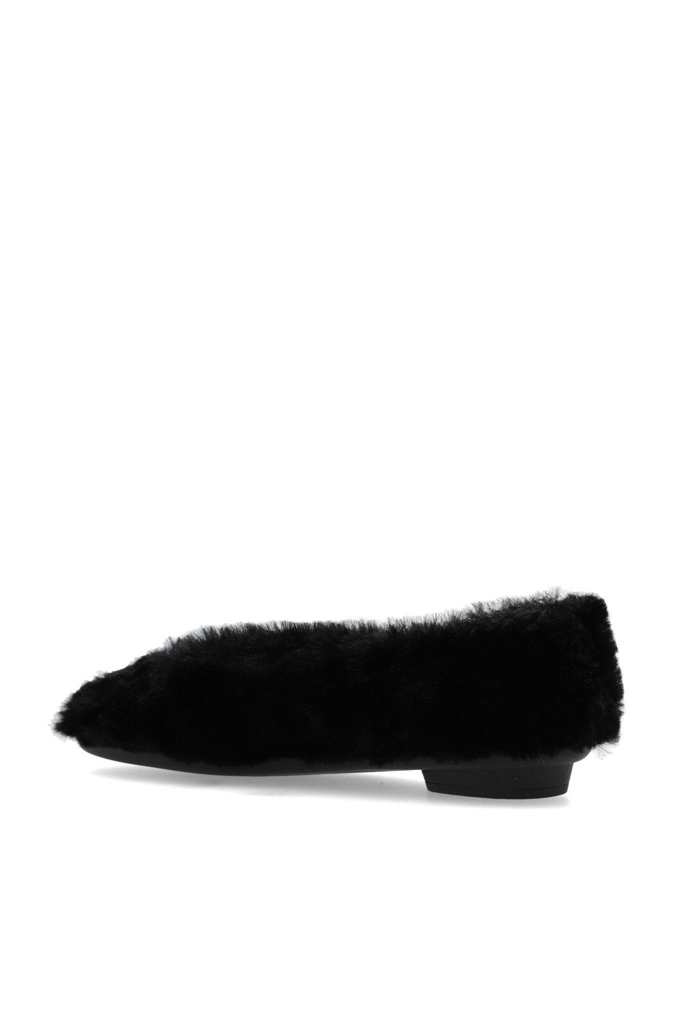 バレエシューズ Salvatore Ferragamo Black Shearling Noella Ballerinas Ferragamo Noella Shearling Buckle Ballerina Flats | Neiman